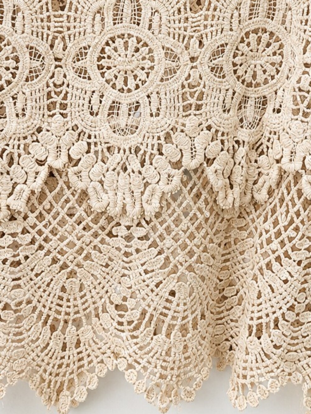 Noelle Beige Crochet Lace Sleeveless Boho Tunic Top L/XL - Picture 7 of 14